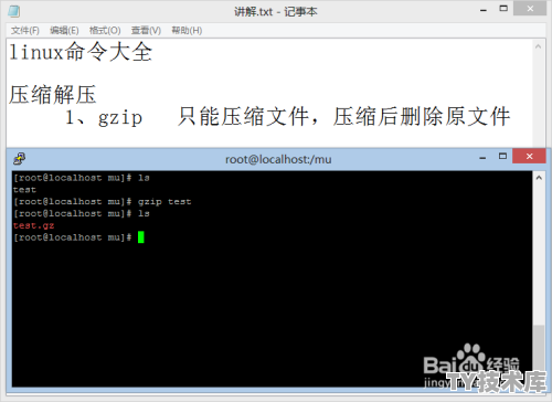 linux gzip命令保留原文件夹